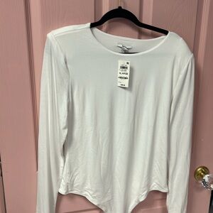 Women’s size extra large white, long sleeve bodysuit at